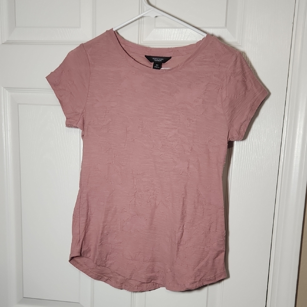 Simply Vera Vera Wang Fitted Pink Cap Sleeve Tee